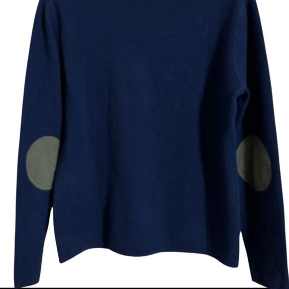 Pink Pineapple Cashmere Navy Blue Elbow Patch Pullover Sweater - Picture 5 of 5